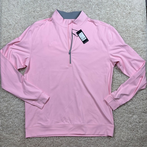 Straight Down Patron 1/4 Zip Men Medium Pink NEW Performance Pullover Golfcore